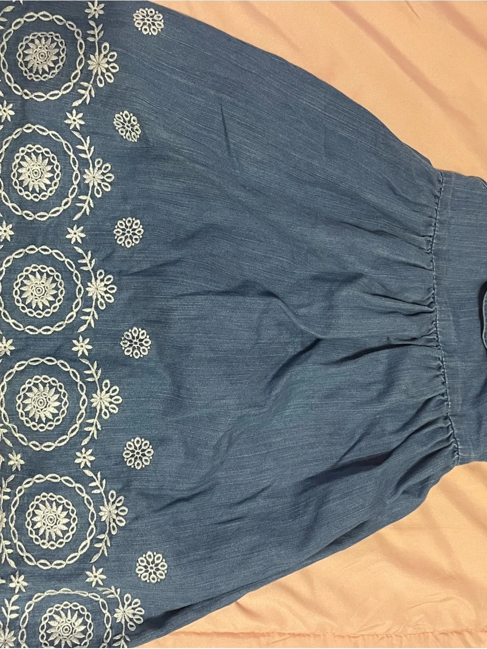 Old Navy Blue Denim Embroidered Sundress